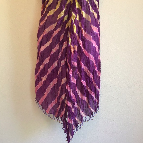 New Beach Purple Eggplant Striped Scarf Wrap Pareo - Picture 4 of 11